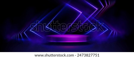 Similar – Image, Stock Photo 3d illustration studio with geometric shapes, podium on the floor. Platforms for product presentation, mock up background.