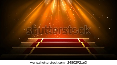 Image, Stock Photo red carpet Stairs Red Gray
