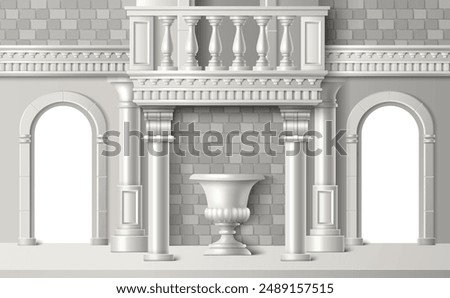 Similar – Image, Stock Photo Brick columns and facade of an university building in the afternoon