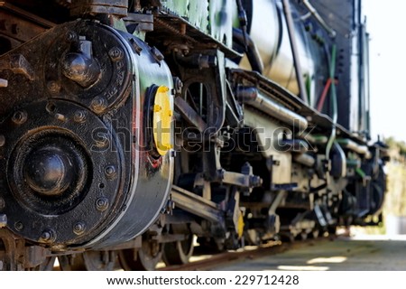 Old locomotive - Close up view of an old steam locomotive