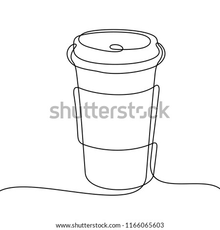 Coffee to go. Continuous line sketch