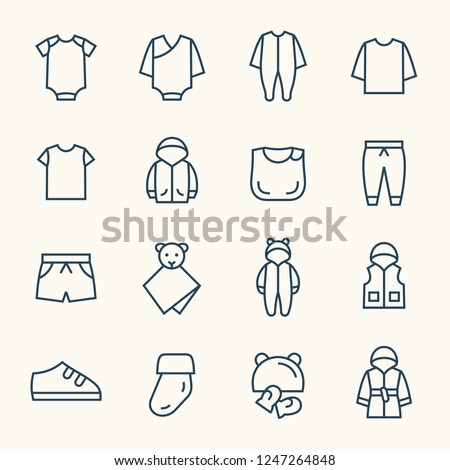 Baby clothing line icons