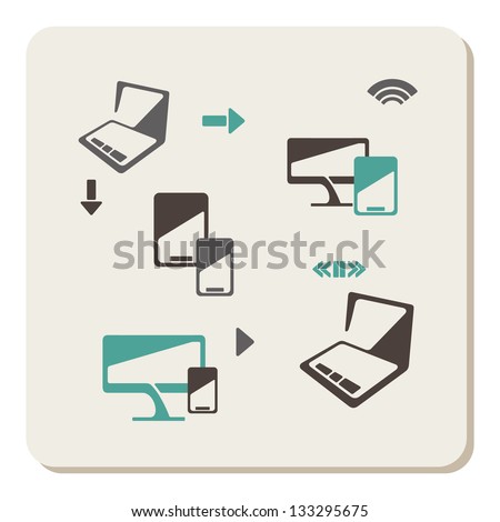 Network and mobile devices icons