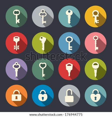 Key and locker icon set