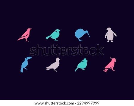 Realistic birds vector icon set. Birds simple icons collection.