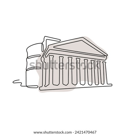 Pantheon Rome landmark one line illustration