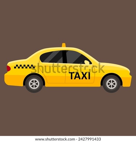 Yellow taxi car flat style vector illustration