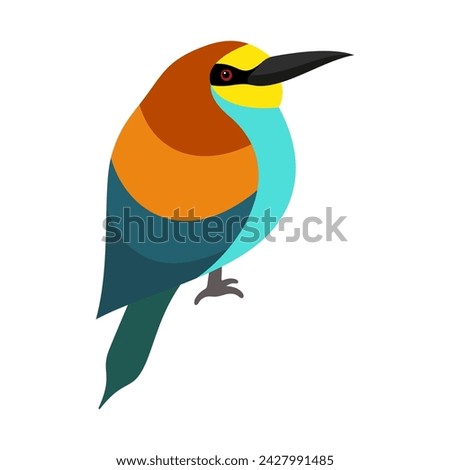 Exotic colourful Tody bird flat style vector illustration