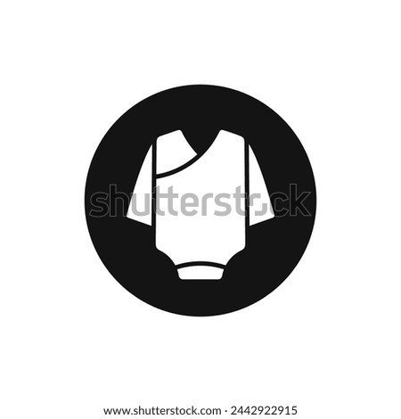 Baby bodysuit black and white vector icon