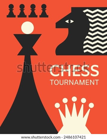 Poster for chess tournament. Abstract chess design vector illustration.