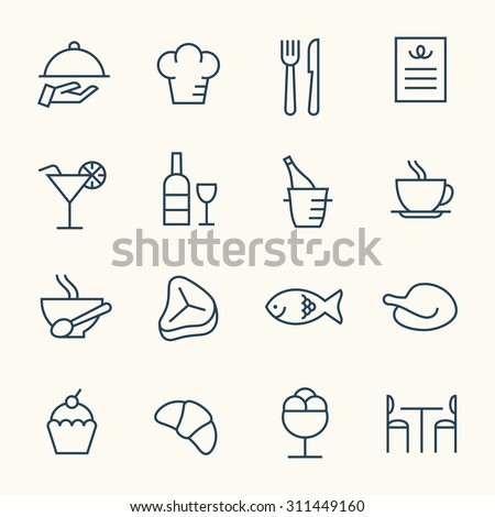 Restaurant line icons