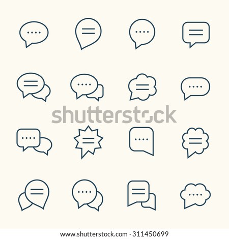 Speech bubble line icons