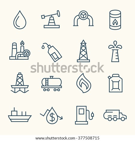 Oil industry line icons