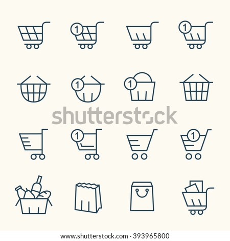 Shopping baskets line icons