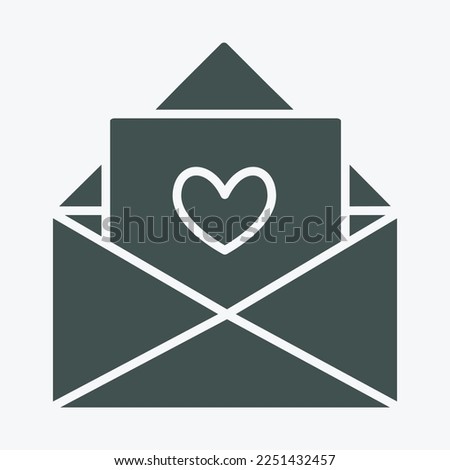 simple style vector fill icon of a cute love letter for valentines