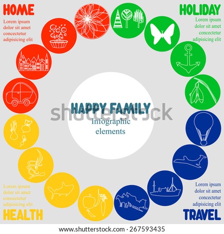 infographic elements with text happy familiy-stock vector 