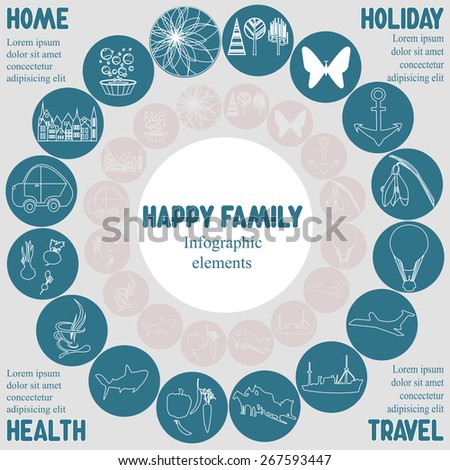 infographic elements with text happy familiy-stock vector 