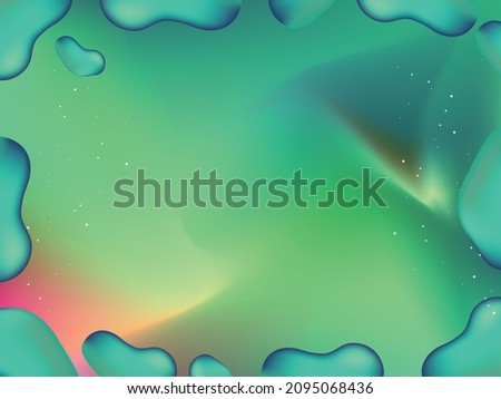 Fluid abstract background. Green aurora.Hologram. Glitter. Title space.