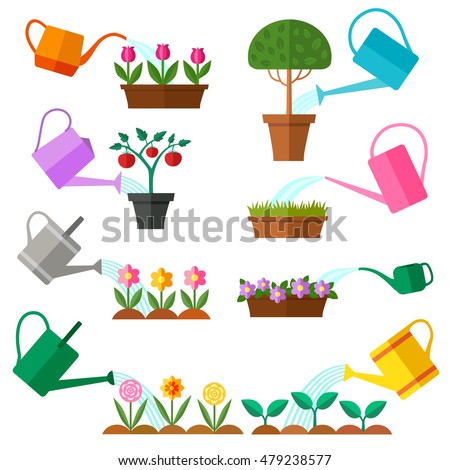 Watering can collection. Vector