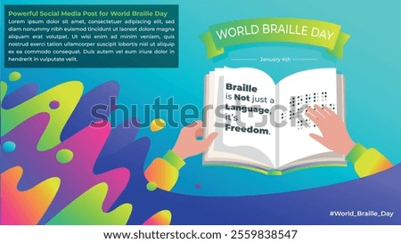 Social media, post, social media post, Illustration, Vector, World Braille Day, January 4th, Braille, Louis Braille, Blindness, Visual Impairment, Accessibility, Inclusion, Disability Rights