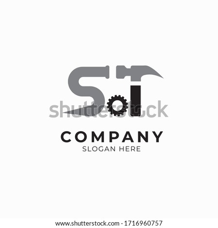 Logo design template vector ST letter 