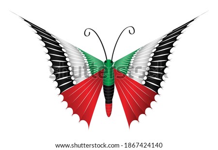 BUTTERFLY CREATED WITH UAE FLAG PATTERN, Include UAE Flag, UAE butterfly, UAE National Day Decorative Design vector illustration