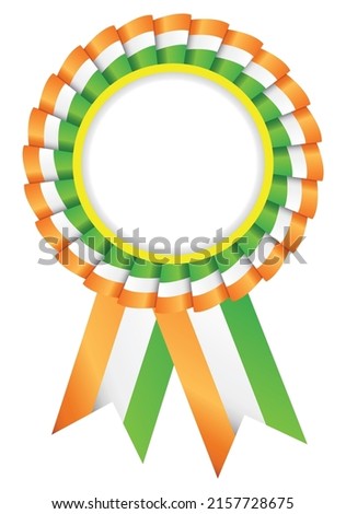 indian flag ribbon badge vector illustration, rosette badge making indian flag colours, satin ribbon badge in multi colour 