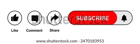 Like, Comment, Share and Subscribe Icon Vector illustration. Set of subscribe button icons bell, like, comment, share sign for channel, blog, social media. Subscribe icon isolated on white background.