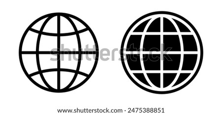 Globe Icon vector illustration, Go to web symbol icon, www symbol, Web icon, website, homepage icon set, earth clip art, globe symbol isolated white background