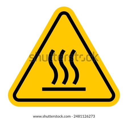 HOT SURFACE SIGN vector illustration, Warning about hot surface, Contact may cause burns,  Ahead indicating risk of burn injuries present, Caution hot surface sign, Do not touch sign, Hot sign vector.