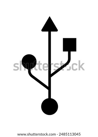 USB SIGN Vector Illustration, USB icon isolated on white background. USB symbol. Flash disk sign vector symbol. flash drive icon isolated. USB port sign on white background. Plug symbol, connect icon.