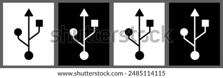 Flash drive icon isolated. USB port sign on white background. Plug symbol, connect icon. USB SIGN Vector Illustration, USB icon isolated, USB symbol vector. Flash disk sign vector symbol. flash sign