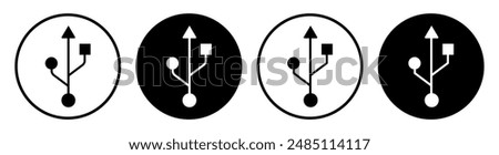 Flash drive icon isolated. USB port sign on white background. Plug symbol, connect icon. USB SIGN Vector Illustration, USB icon isolated, USB symbol vector. Flash disk sign vector symbol. flash sign