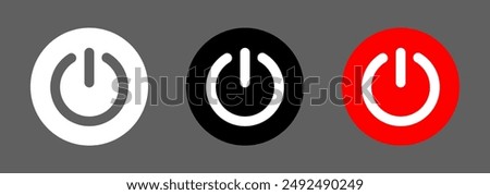 Power icons set vector illustration, Power Switch sign and symbol, power button set, turn on and off switch vector sign, push-button - power SYMBOL, On and Off Toggle Switch Buttons isolated.