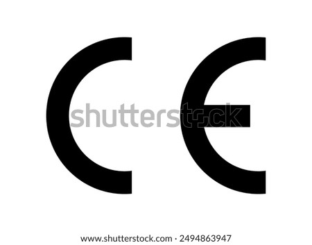 CE mark symbol Vector illustration, CE marking icon, Industrial certificate standard safety logo CE, packaging symbol CE isolated, Certification EU safety sign, warning sign, certification mark.