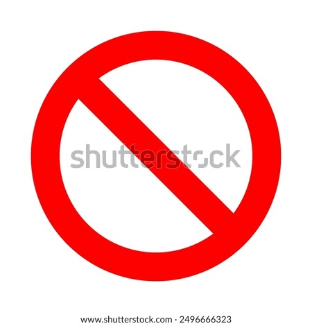 Ban Sign vector illustration, Prohibited circle sign, Ban icon isolated, Prohibition red icon, Red circle with cross line symbol. Caution frame symbol. Forbidden stop sign, Red cross symbol isolated.