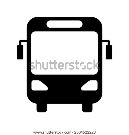 Bus icon vector illustration, bus clipart icon, Transport Silhouette Icon, Stop Station Sign for Public Transport Glyph Pictogram, bus front view sign isolated.