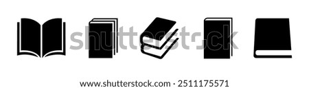 Book icon set, Various Books Vector Line Drawing Icon Set, Open book, closed book icon vector illustration, e-book, back to school, library sign, Study concept symbol, Learning sign, Book clipart.