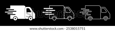 Fast shipping delivery truck icon set, Delivery-truck symbol isolated, Fast delivery icon, Home delivery sign, Free delivery icon, courier icon, Speed post service sign vector