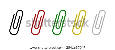 Paper Clip Icon vector illustration, office stationery items, paper pin, attached clip sign, holding clip, document clip, staple, fastener, page clamp, office concept, paperclip attached isolated.