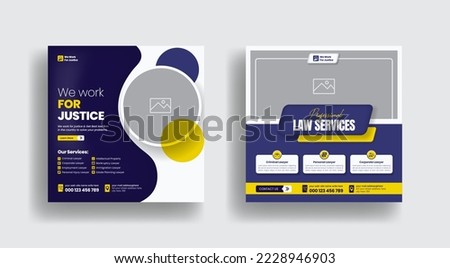 Modern editable social media post for law Firm service and law consultation web banner, square flyer or poster template design