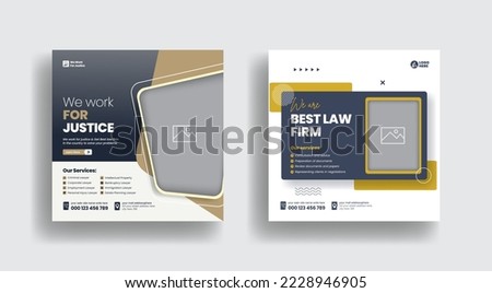 Modern editable social media post for law Firm service and law consultation web banner, square flyer or poster template design