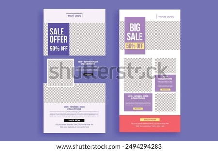 set of ecommerce email newsletter template for retail sale web page ui interface layout design suitable for fashion sale landing page or website ui header design , newspaper layout design
