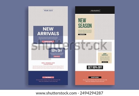 set of ecommerce email newsletter template for retail sale web page ui interface layout design suitable for fashion sale landing page or website ui header design , newspaper layout design
