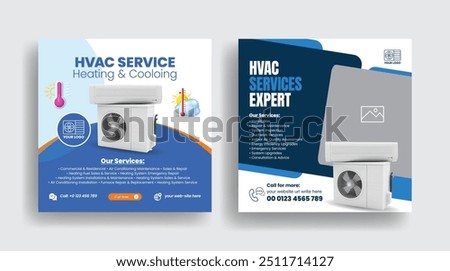 Heating, ventilation and air conditioning Repair, maintenance, installation Service social media posts, banner, ads templates, Ac maintenance, and installation  square flyer poster design