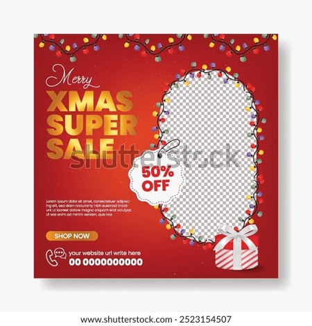 Christmas and new year sale promotion social media post, banner, ad template, Christmas and new Year's Eve celebration party invitation greeting card with Christmas illustration background 