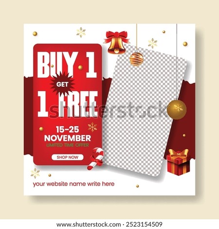 Christmas and new year sale promotion social media post, banner, ad template, Christmas and new Year's Eve celebration party invitation greeting card with Christmas illustration background 