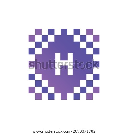 H initial letter alphabet pixel style logo vector design Foto stock © 