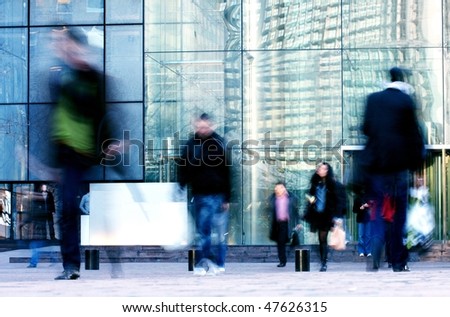 business man walk front of blank billboard