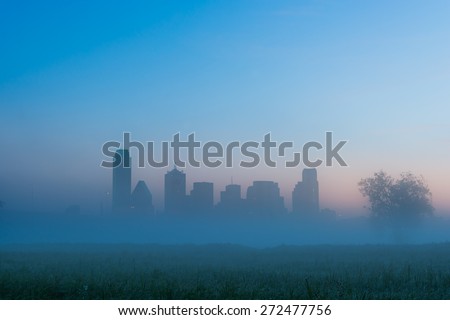 Foggy morning on the Trinity River in Dallas, Texas
